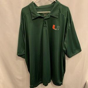 Nike University of Miami Hurricanes Dri-Fit Solid Green Polo Shirt Size 4XL